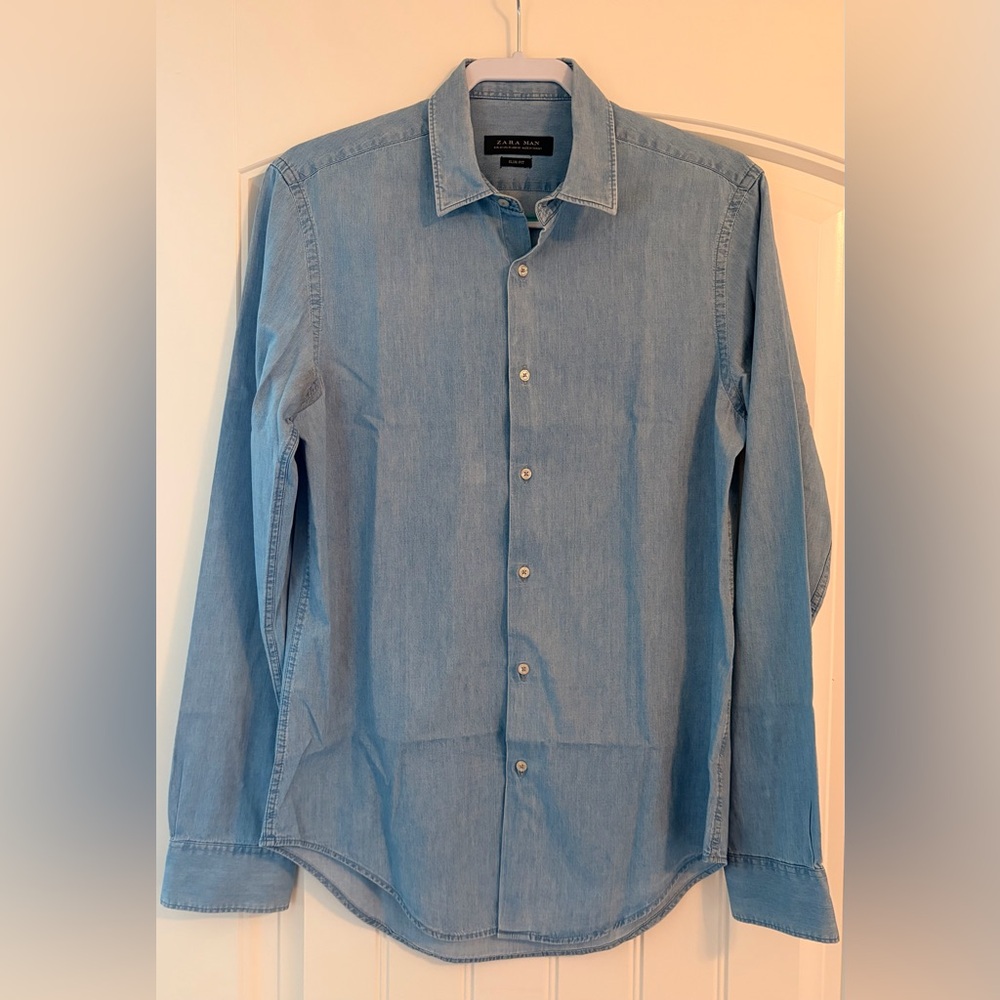 Zara Man Light Blue Slim Fit Shirt